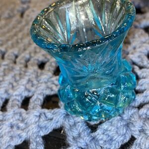 Vintage Fostoria for Princess House Blue Royal Toothpick Holder Bud‎ Vase